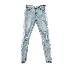Besaint Men's Light Wash Distressed Skinny Jeans